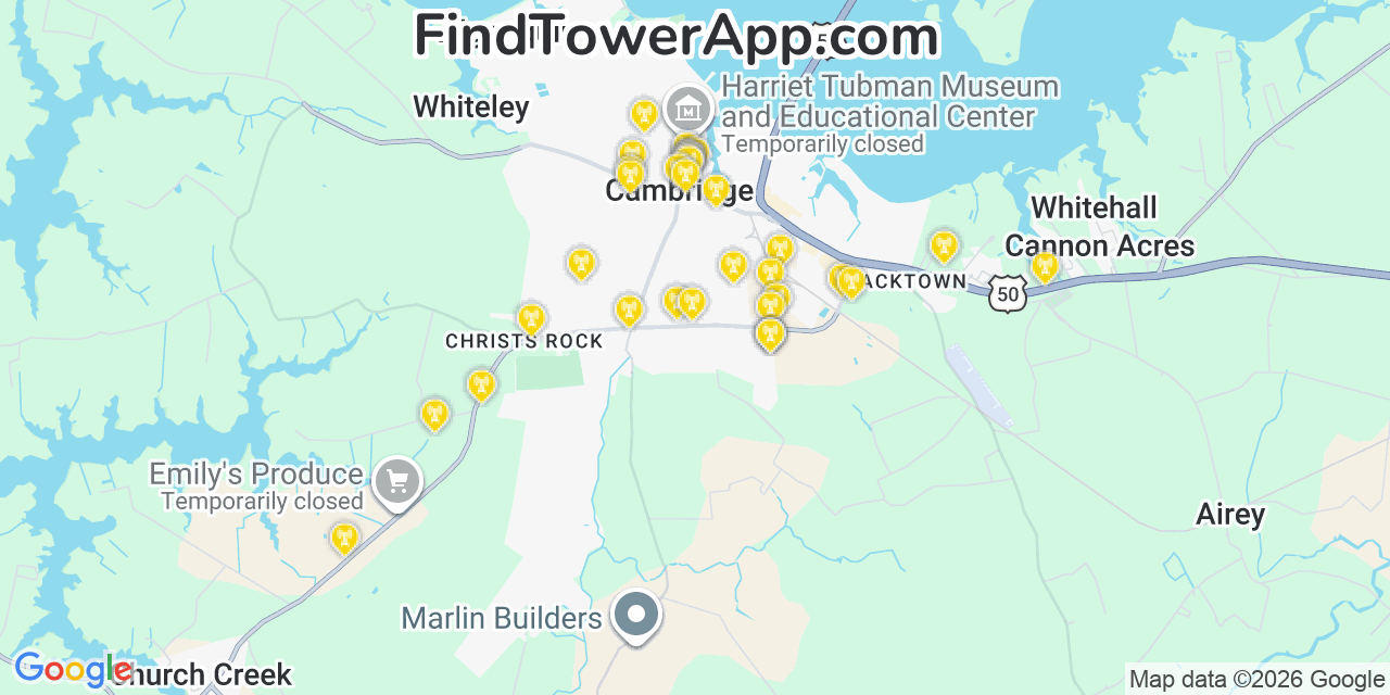 Map showing the 35 primary AT&T cell tower locations detected in Adelaide, @@8Cg8E with coverage radius and signal strength indicators