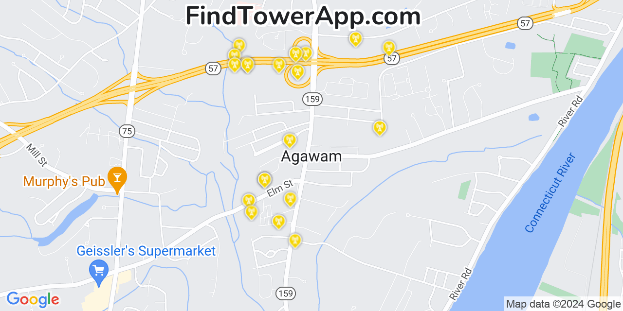 T-Mobile 4G/5G cell tower coverage map Agawam, Massachusetts