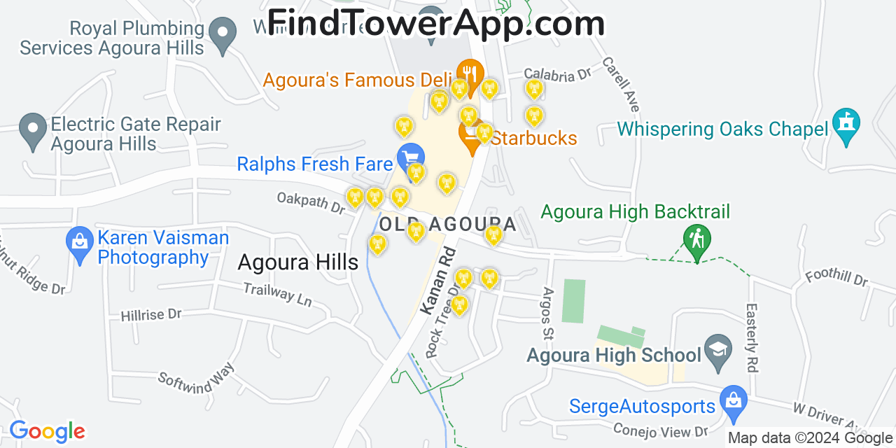 Verizon 4G/5G cell tower coverage map Agoura, California