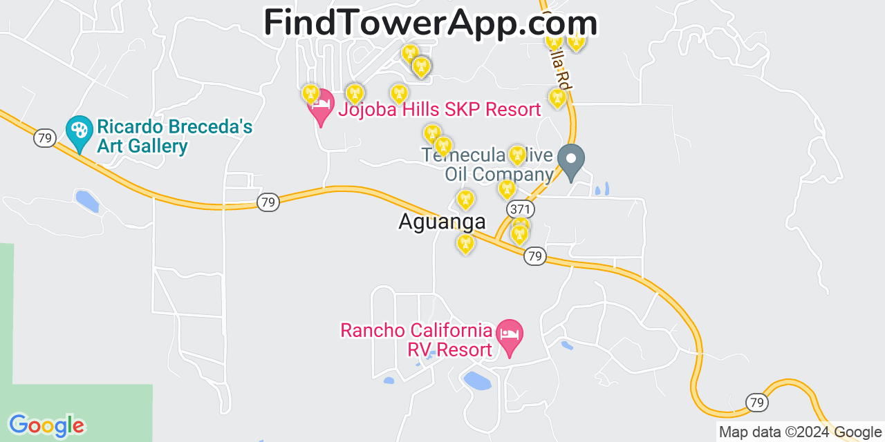 T-Mobile 4G/5G cell tower coverage map Aguanga, California