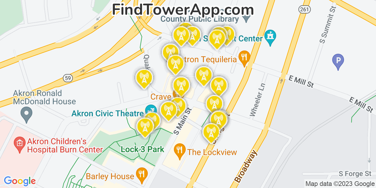 Akron Ohio Cell Tower Coverage Map