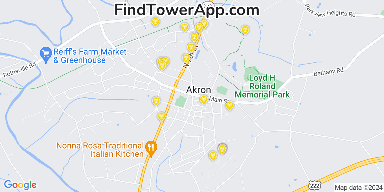 T-Mobile 4G/5G cell tower coverage map Akron, Pennsylvania