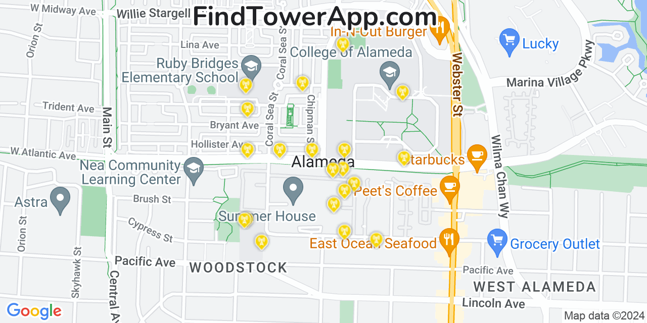 Alameda California Cell Tower Coverage Map