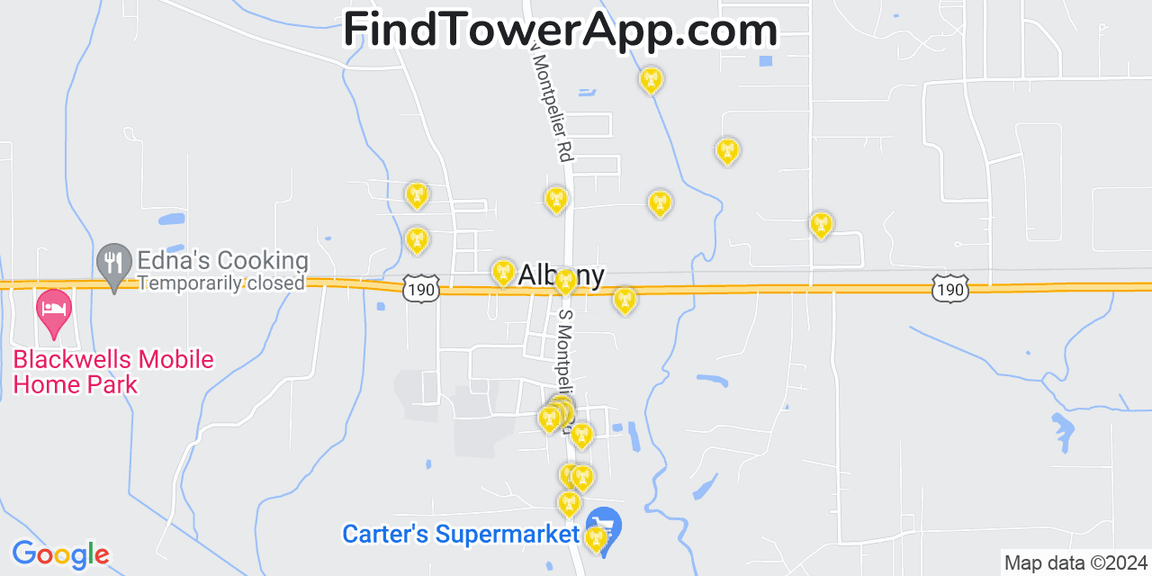 Verizon 4G/5G cell tower coverage map Albany, Louisiana