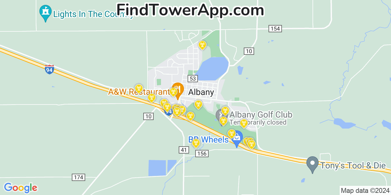 AT&T 4G/5G cell tower coverage map Albany, Minnesota