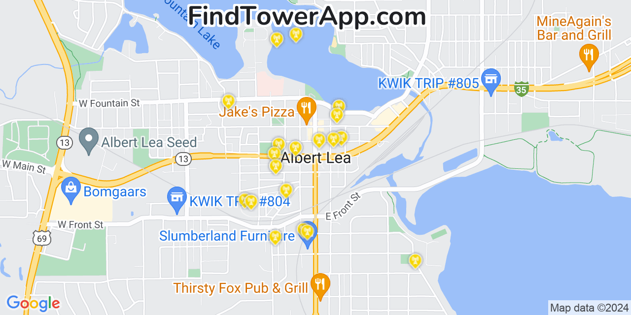 T-Mobile 4G/5G cell tower coverage map Albert Lea, Minnesota