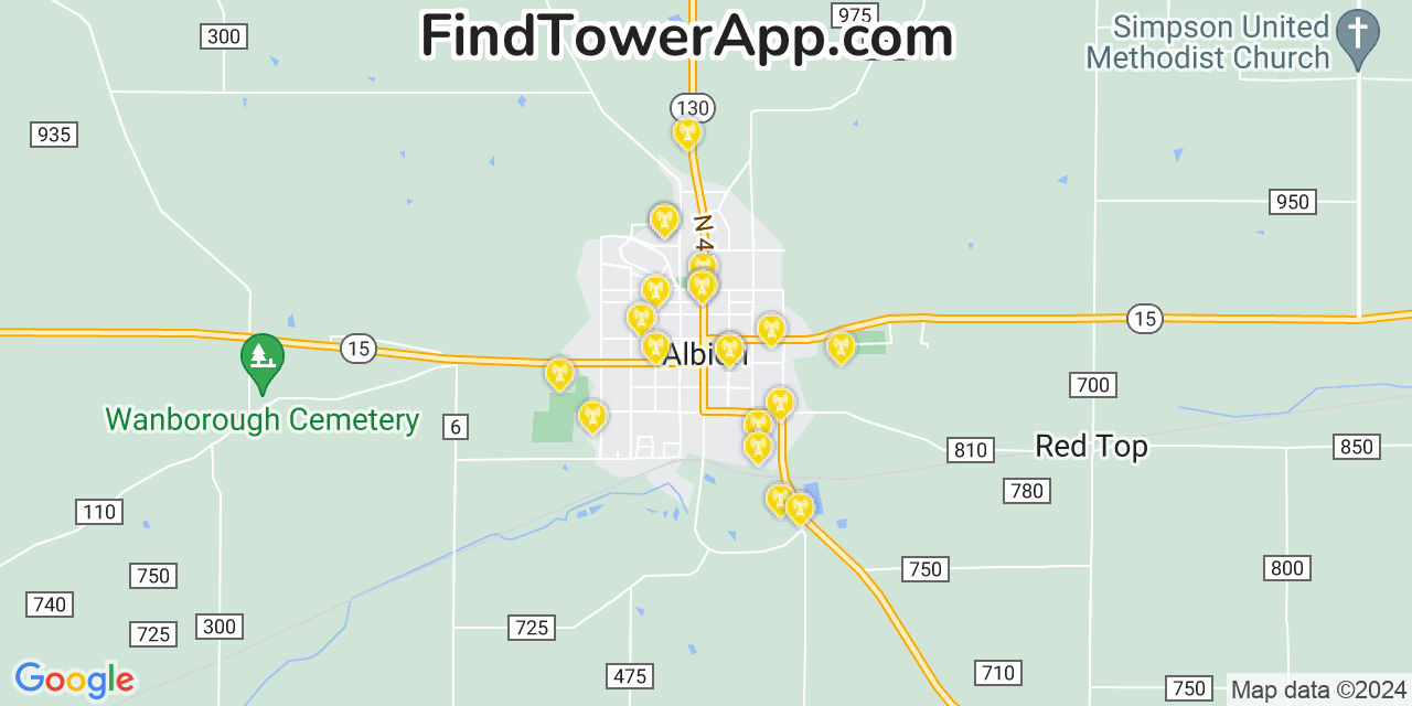 Verizon 4G/5G cell tower coverage map Albion, Illinois