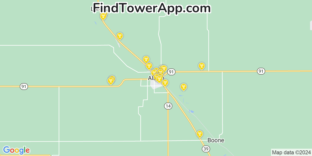 AT&T 4G/5G cell tower coverage map Albion, Nebraska