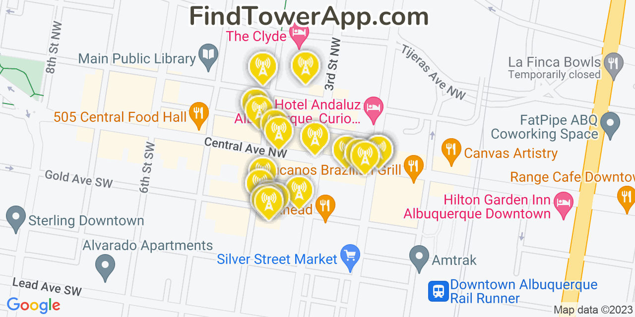 Verizon 4G/5G cell tower coverage map Albuquerque, New Mexico