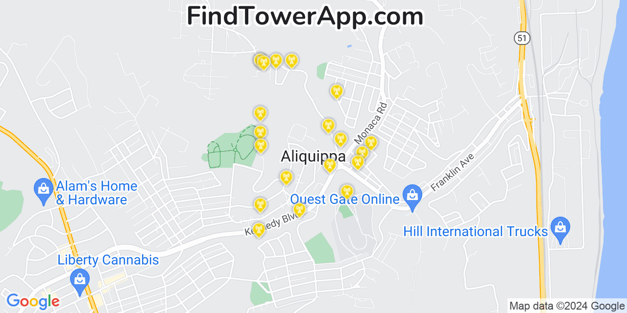 T-Mobile 4G/5G cell tower coverage map Aliquippa, Pennsylvania