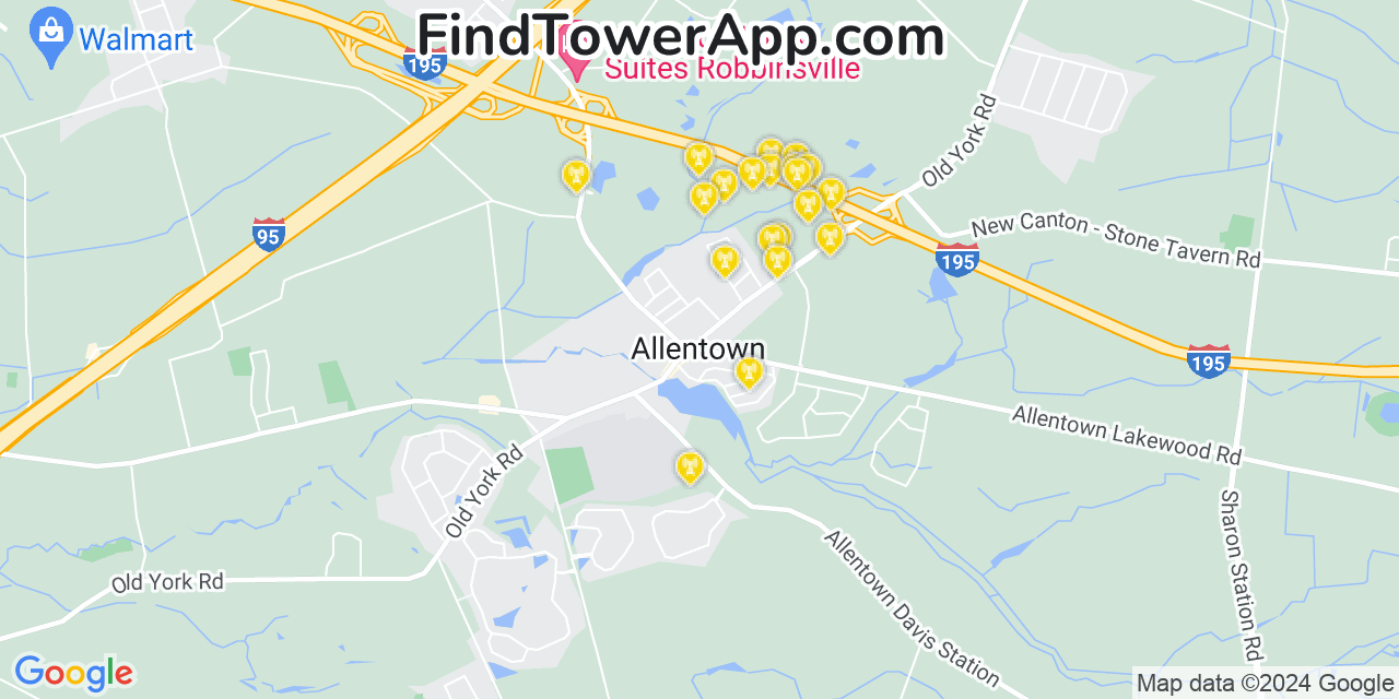 Verizon 4G/5G cell tower coverage map Allentown, New Jersey