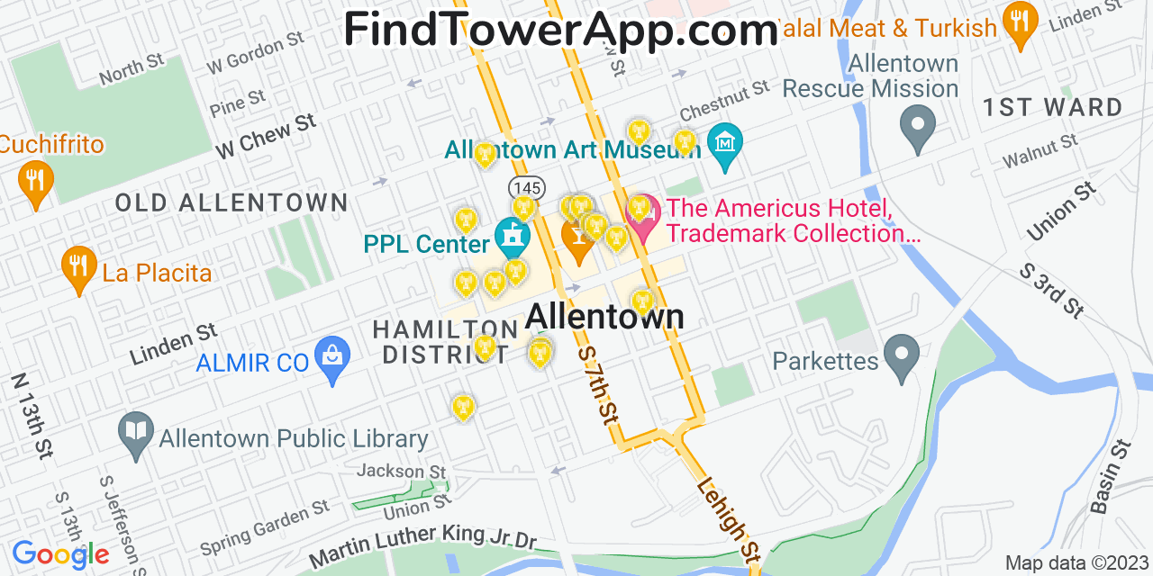 T-Mobile 4G/5G cell tower coverage map Allentown, Pennsylvania