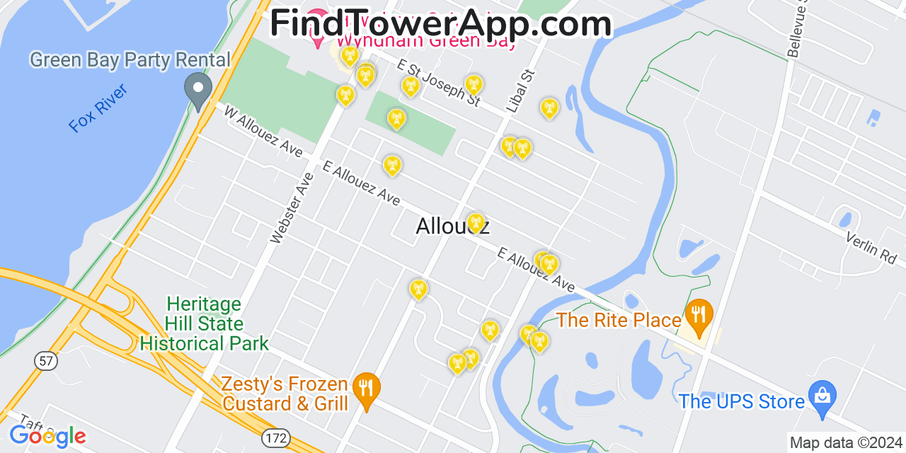 T-Mobile 4G/5G cell tower coverage map Allouez, Wisconsin