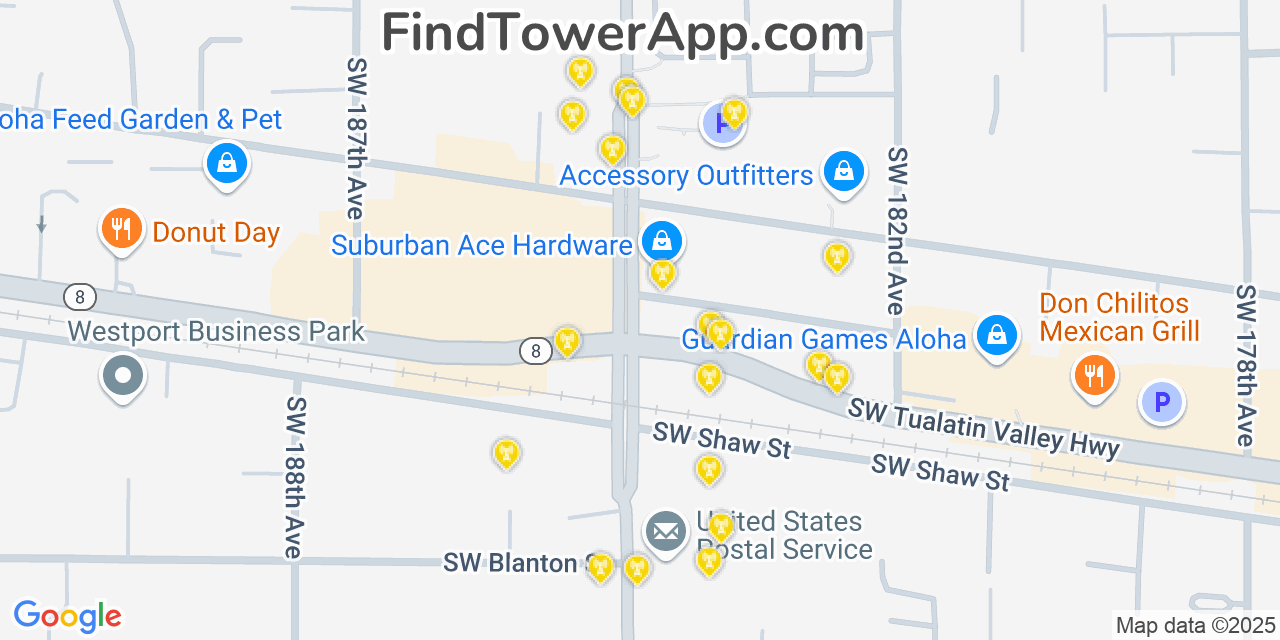 Aloha Oregon Cell Tower Coverage Map