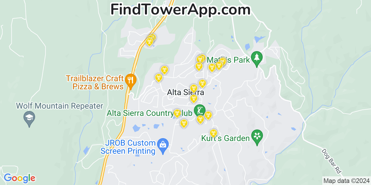 T-Mobile 4G/5G cell tower coverage map Alta Sierra, California