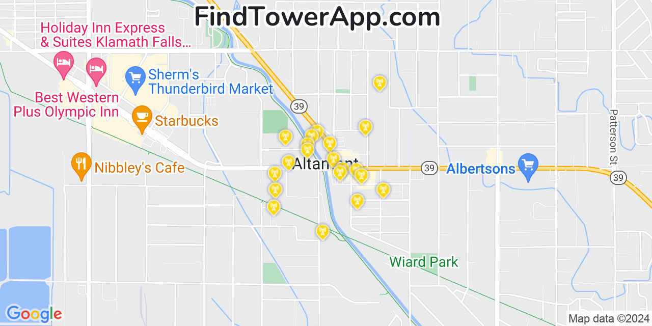 AT&T 4G/5G cell tower coverage map Altamont, Oregon