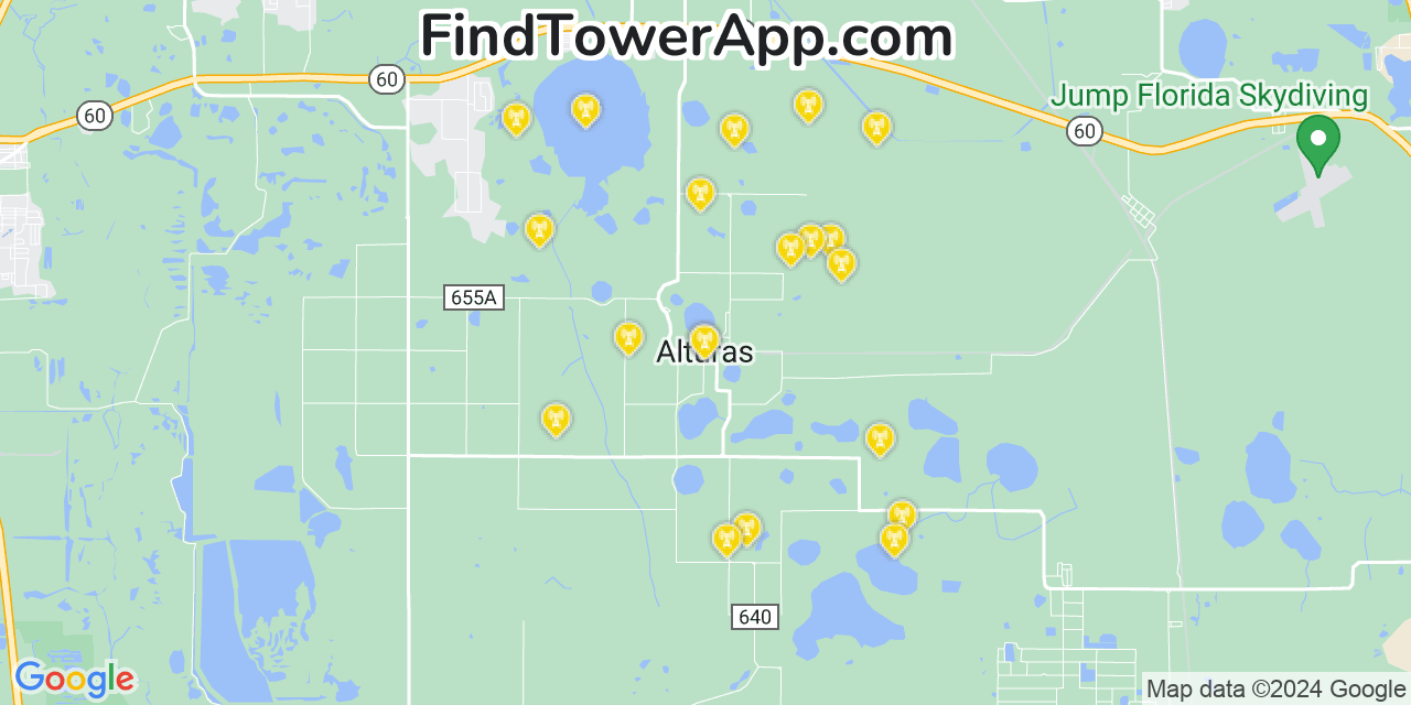 AT&T 4G/5G cell tower coverage map Alturas, Florida