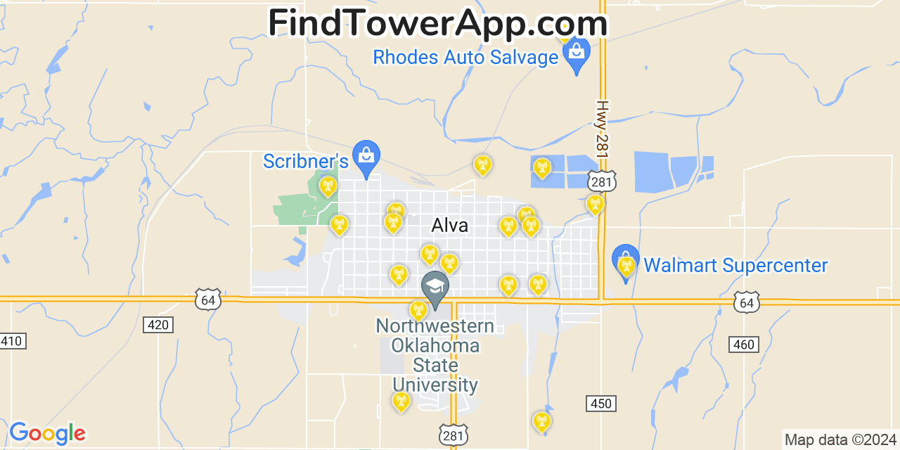 Verizon 4G/5G cell tower coverage map Alva, Oklahoma