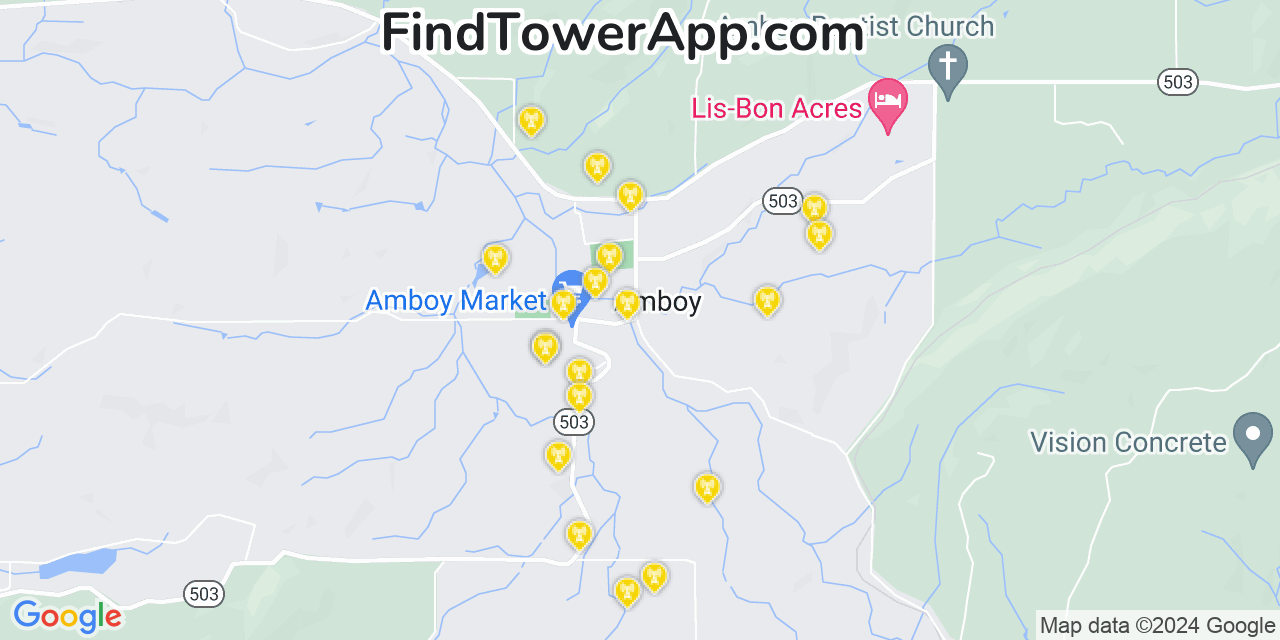 AT&T 4G/5G cell tower coverage map Amboy, Washington