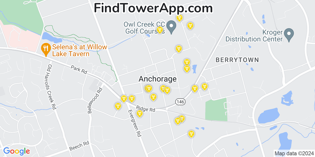 Verizon 4G/5G cell tower coverage map Anchorage, Kentucky