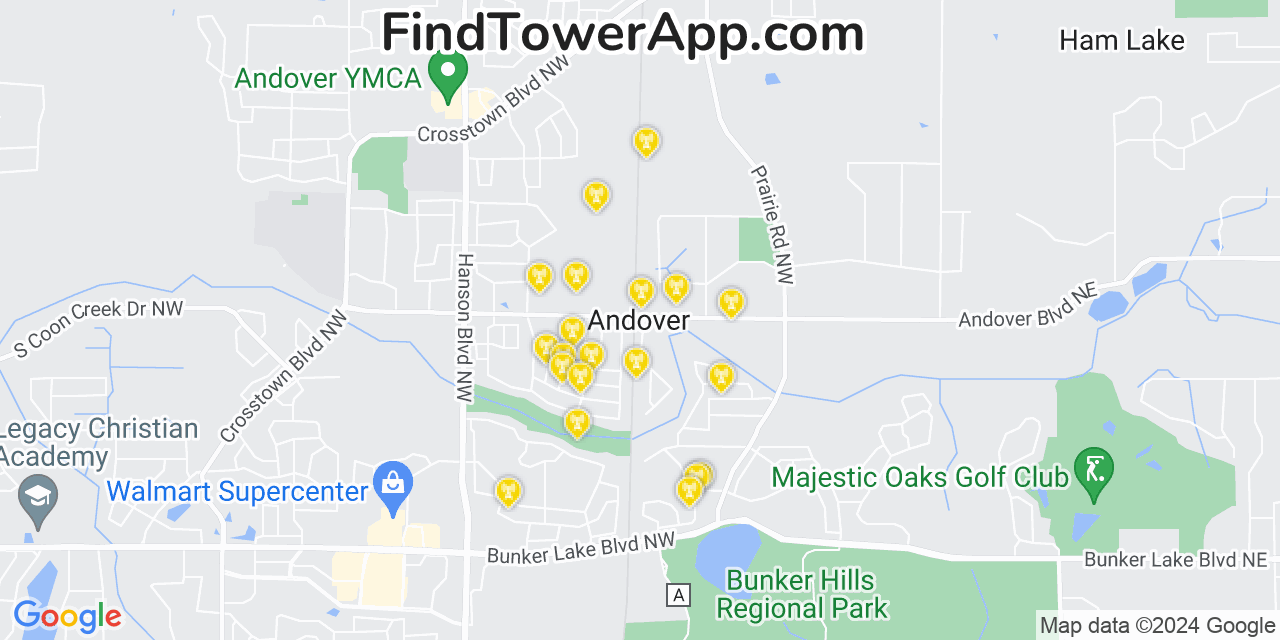 T-Mobile 4G/5G cell tower coverage map Andover, Minnesota