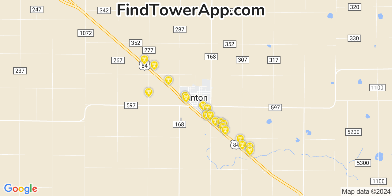 AT&T 4G/5G cell tower coverage map Anton, Texas