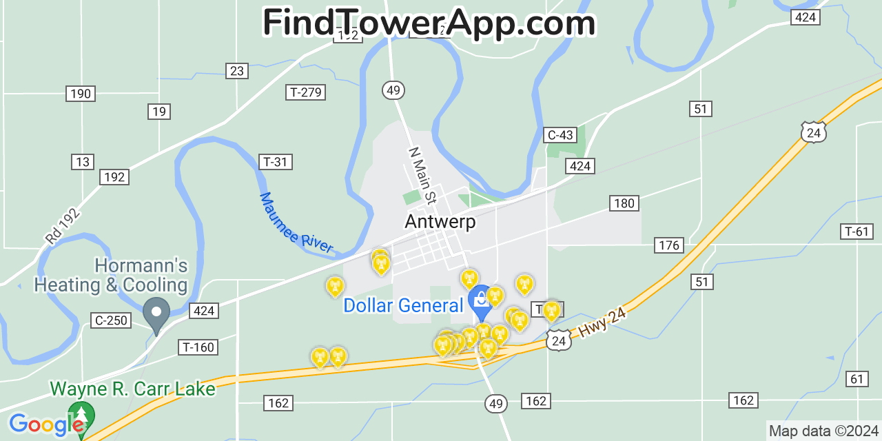 T-Mobile 4G/5G cell tower coverage map Antwerp, Ohio