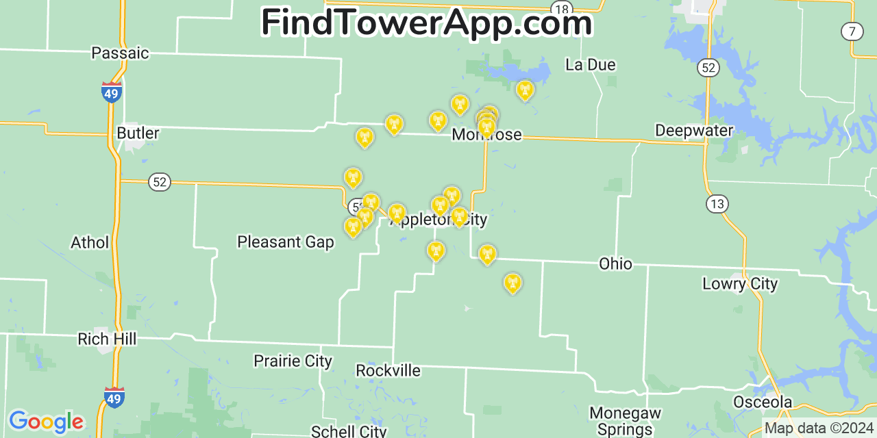 T-Mobile 4G/5G cell tower coverage map Appleton City, Missouri