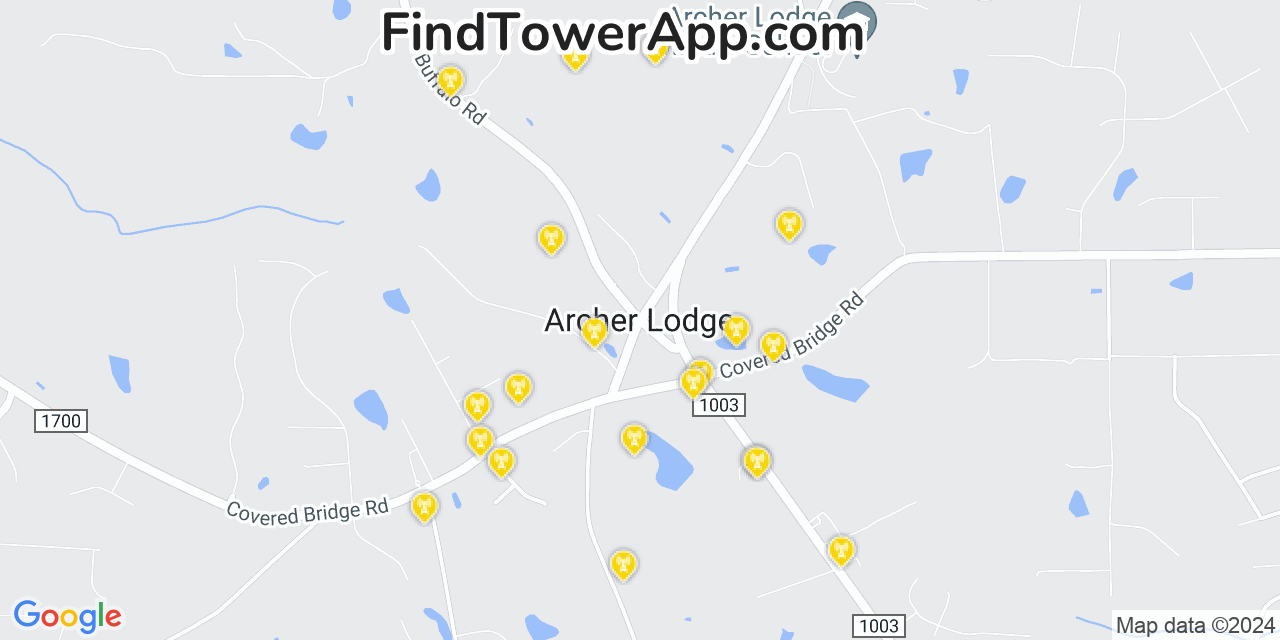 AT&T 4G/5G cell tower coverage map Archer Lodge, North Carolina