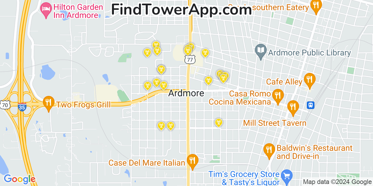 AT&T 4G/5G cell tower coverage map Ardmore, Oklahoma