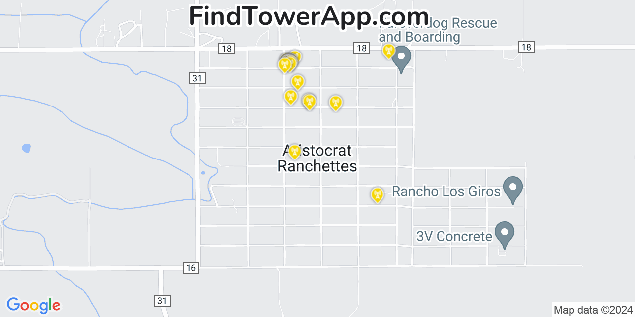 Verizon 4G/5G cell tower coverage map Aristocrat Ranchettes, Colorado