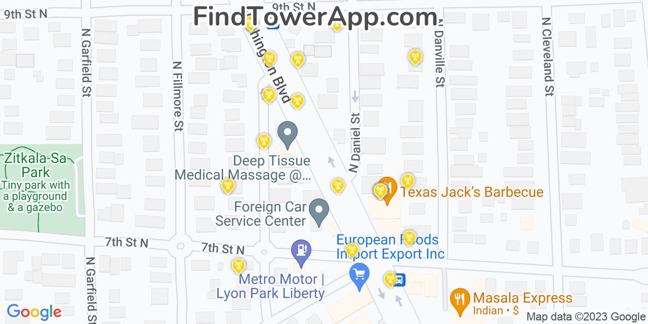 AT&T 4G/5G cell tower coverage map Arlington, Virginia