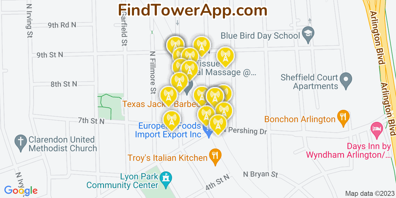 Verizon 4G/5G cell tower coverage map Arlington, Virginia