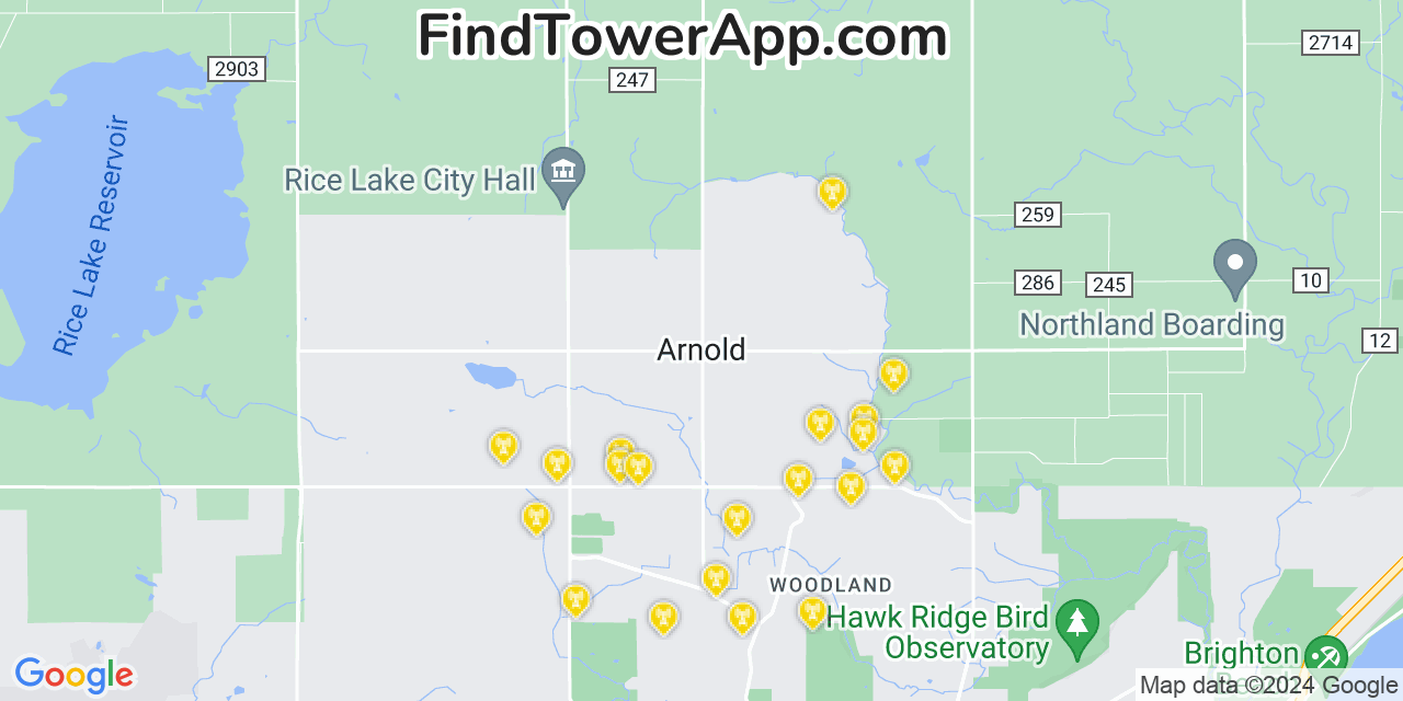 AT&T 4G/5G cell tower coverage map Arnold, Minnesota