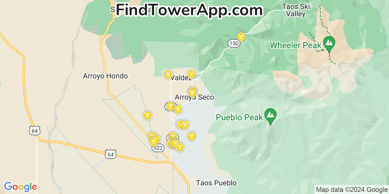 T-Mobile 4G/5G cell tower coverage map Arroyo Seco, New Mexico