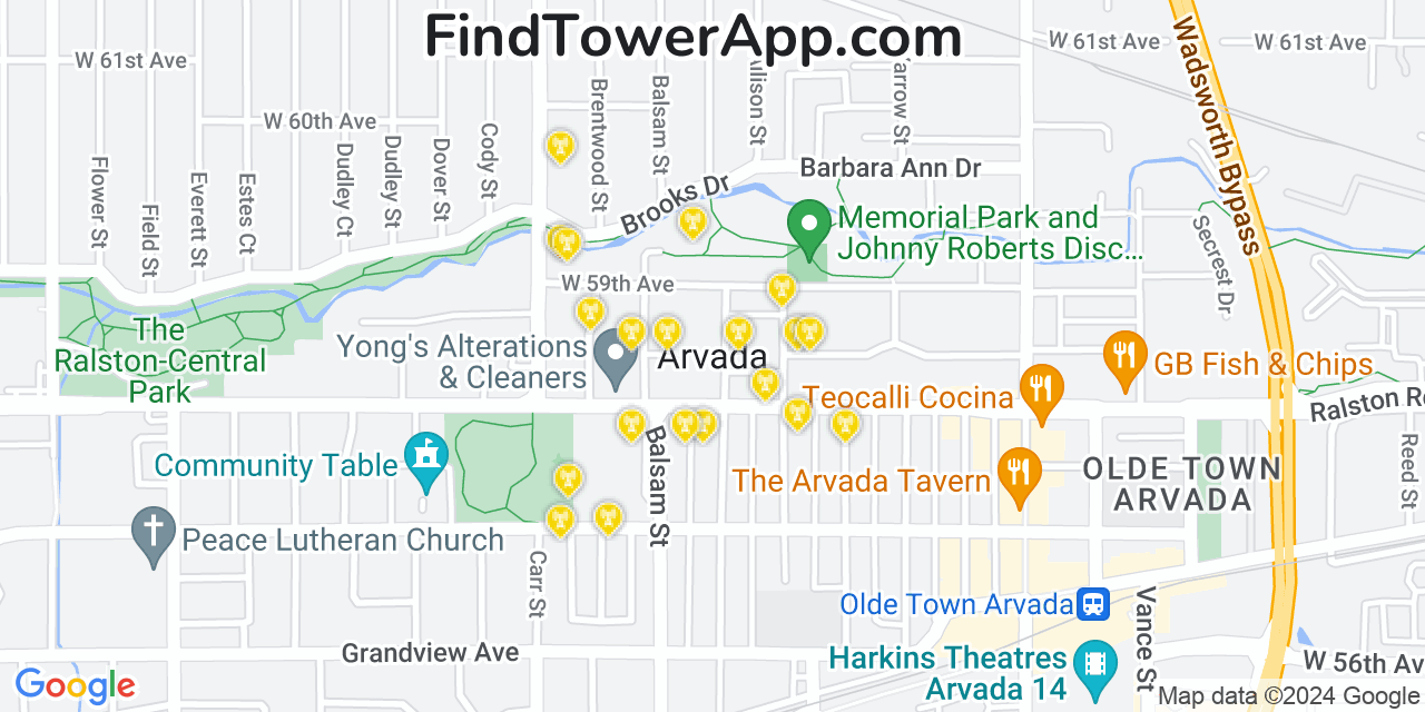 Verizon 4G/5G cell tower coverage map Arvada, Colorado