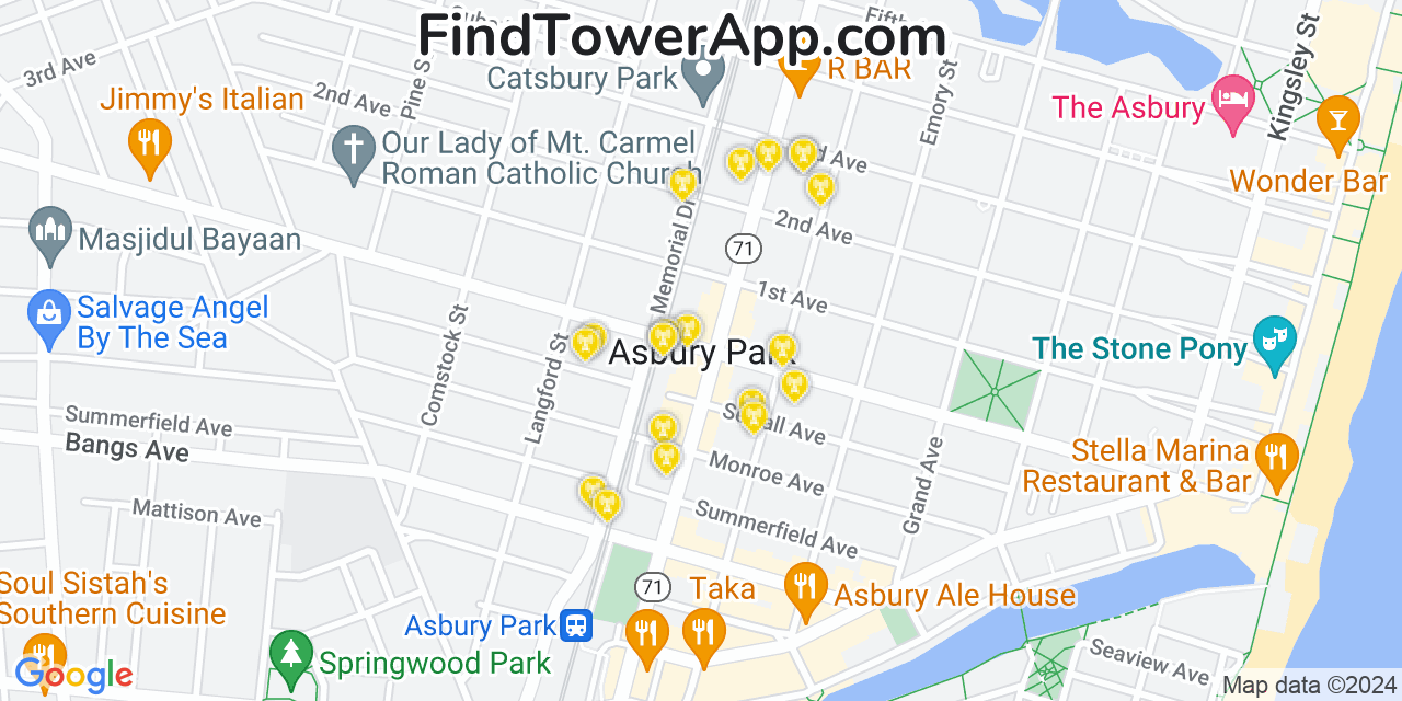 T-Mobile 4G/5G cell tower coverage map Asbury Park, New Jersey