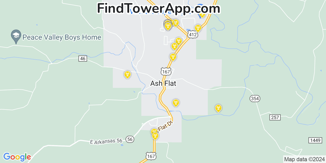 Verizon 4G/5G cell tower coverage map Ash Flat, Arkansas