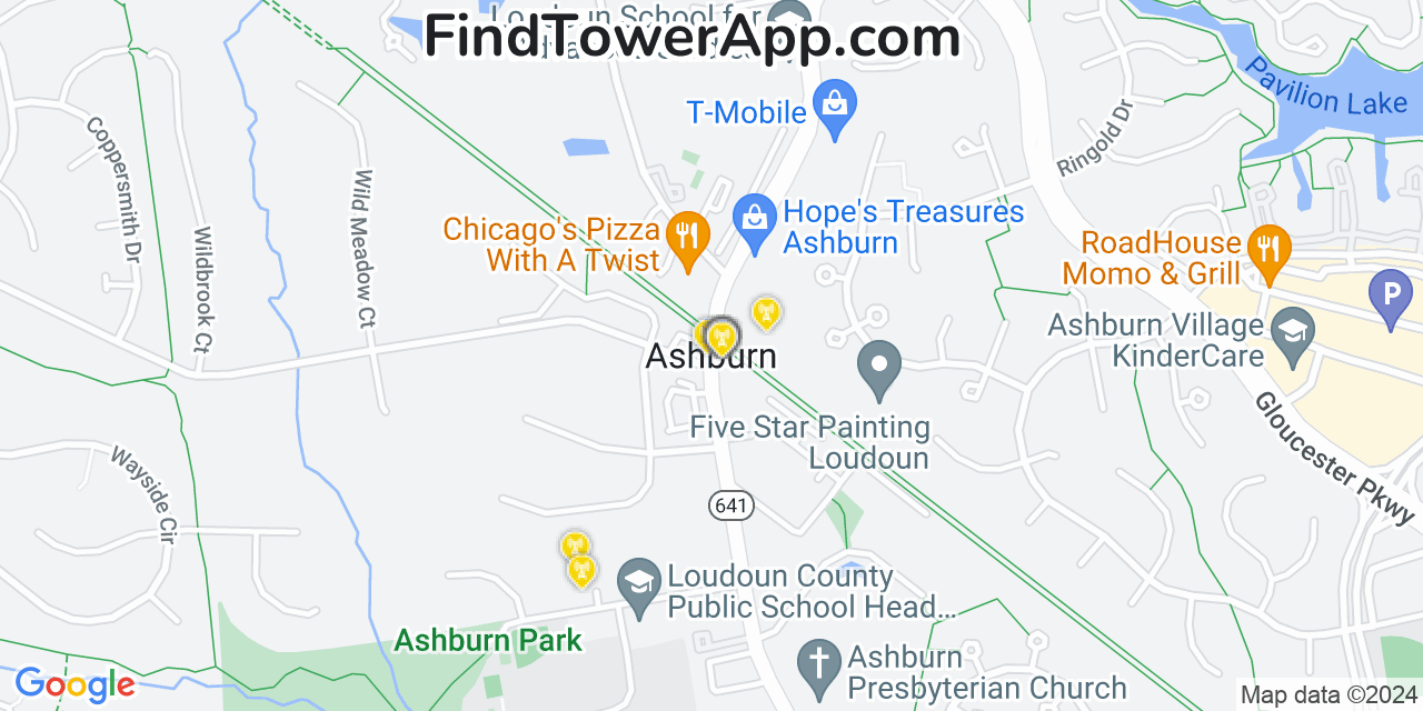 T-Mobile 4G/5G cell tower coverage map Ashburn, Virginia