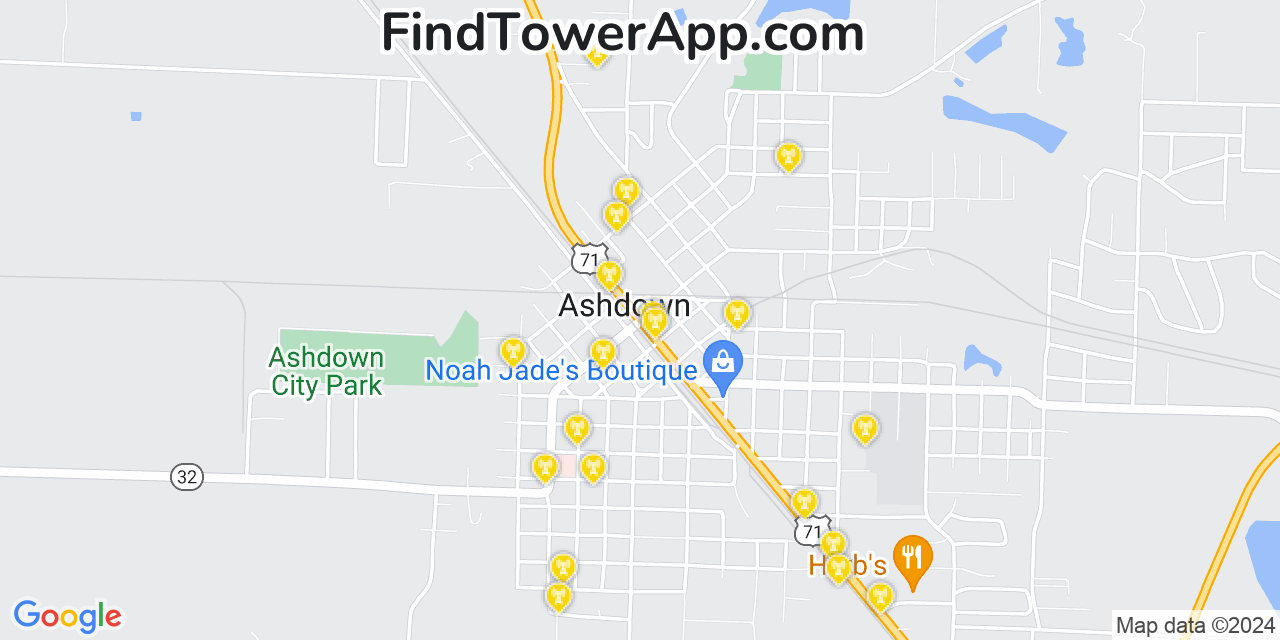 T-Mobile 4G/5G cell tower coverage map Ashdown, Arkansas