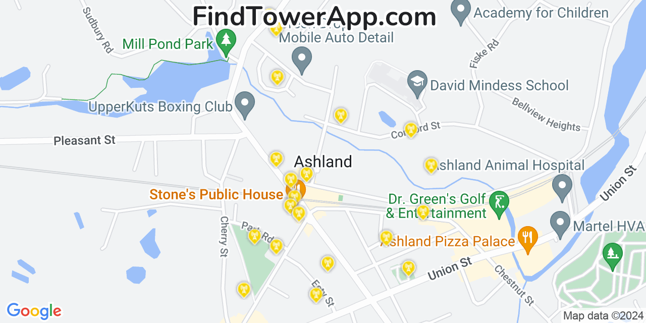 Verizon 4G/5G cell tower coverage map Ashland, Massachusetts