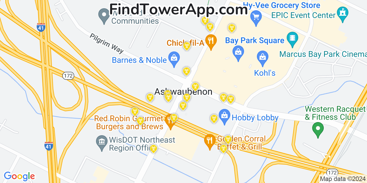 T-Mobile 4G/5G cell tower coverage map Ashwaubenon, Wisconsin