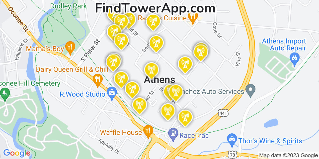 Athens Georgia Cell Tower Coverage Map