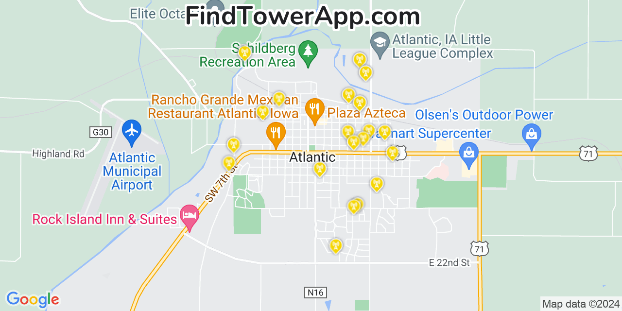 Verizon 4G/5G cell tower coverage map Atlantic, Iowa