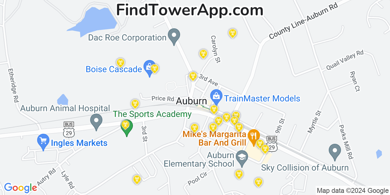 Verizon 4G/5G cell tower coverage map Auburn, Georgia