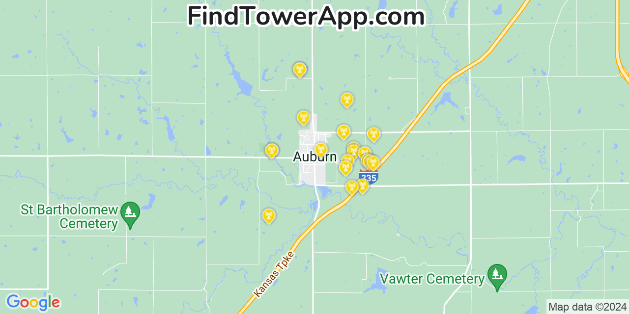 AT&T 4G/5G cell tower coverage map Auburn, Kansas