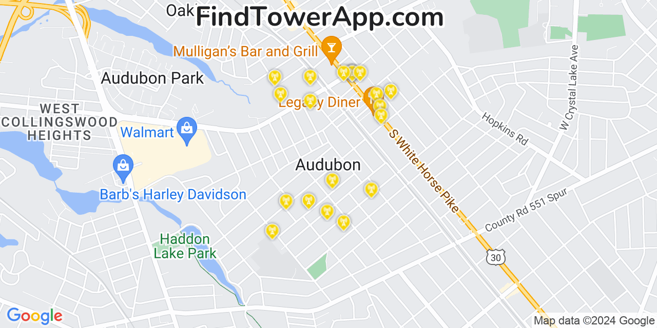 AT&T 4G/5G cell tower coverage map Audubon, New Jersey