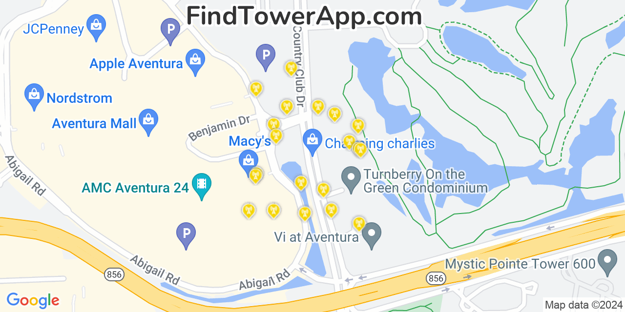 Verizon 4G/5G cell tower coverage map Aventura, Florida