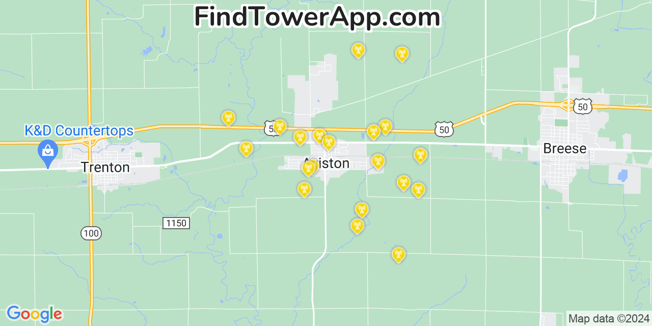 T-Mobile 4G/5G cell tower coverage map Aviston, Illinois