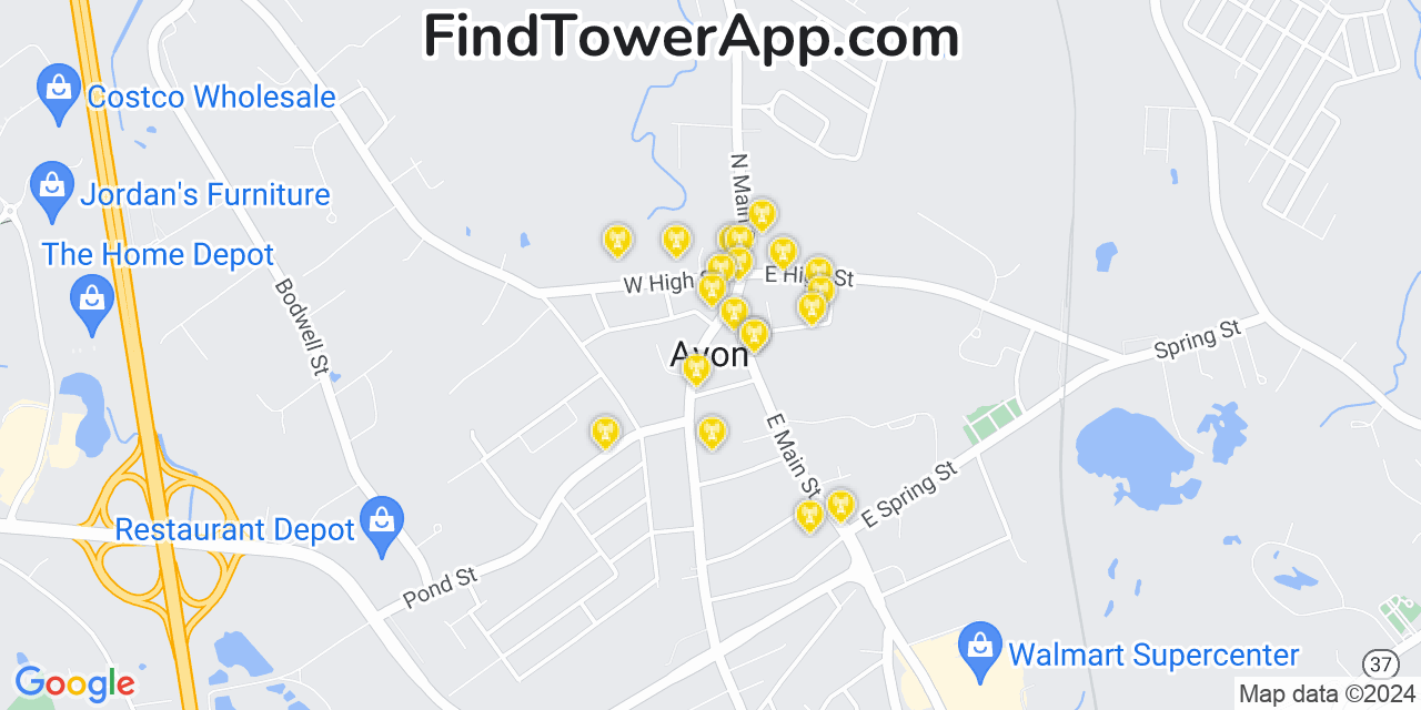 T-Mobile 4G/5G cell tower coverage map Avon, Massachusetts